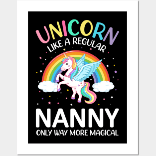 Cute Magical Funny Christmas Family colorful Unicorn Nanny Posters and Art